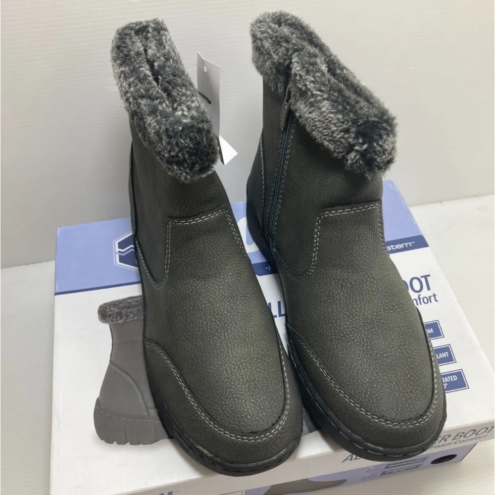 Khombu Addison Women’s Grey Memory Foam Water Repellent All Weather Boots 10 New